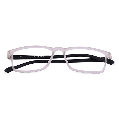 Vogily Eyewear - Zero Power Blue Cut Computer Glasses | Anti Glare, Lightweight & Blocks Harmful Rays | UV Protection Specs | Men & Women | Medium | Rectangular, Black & White - TR 1048